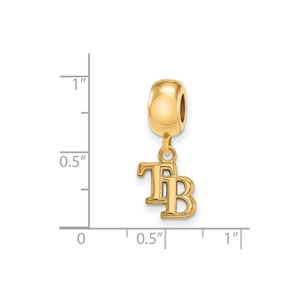 Sterling Silver Gold-plated MLB Tampa Bay Rays Letters T-B Extra Small Dangle Bead