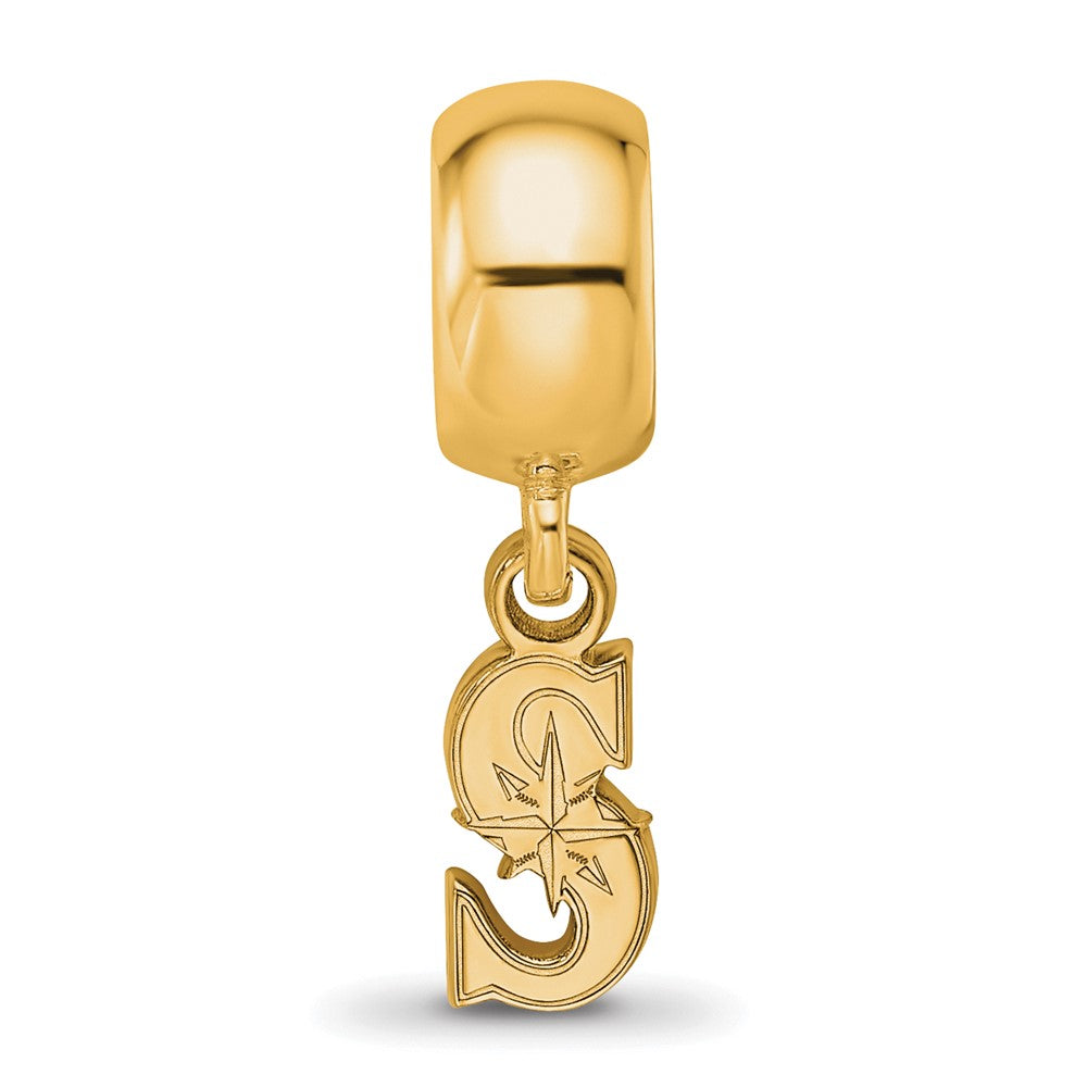 Sterling Silver Gold-plated MLB Seattle Mariners Letter S Extra Small Dangle Bead