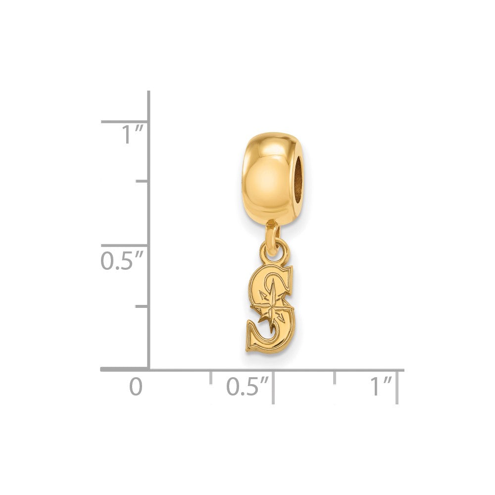 Sterling Silver Gold-plated MLB Seattle Mariners Letter S Extra Small Dangle Bead