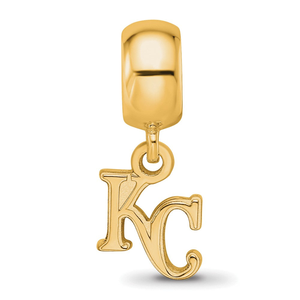 Sterling Silver Gold-plated MLB Kansas City Royals K-C Extra Small Dangle Bead