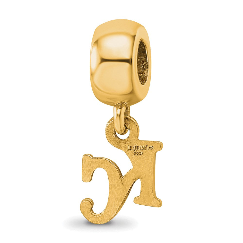 Sterling Silver Gold-plated MLB Kansas City Royals K-C Extra Small Dangle Bead