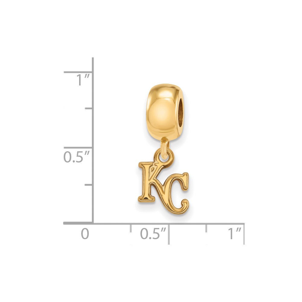 Sterling Silver Gold-plated MLB Kansas City Royals K-C Extra Small Dangle Bead