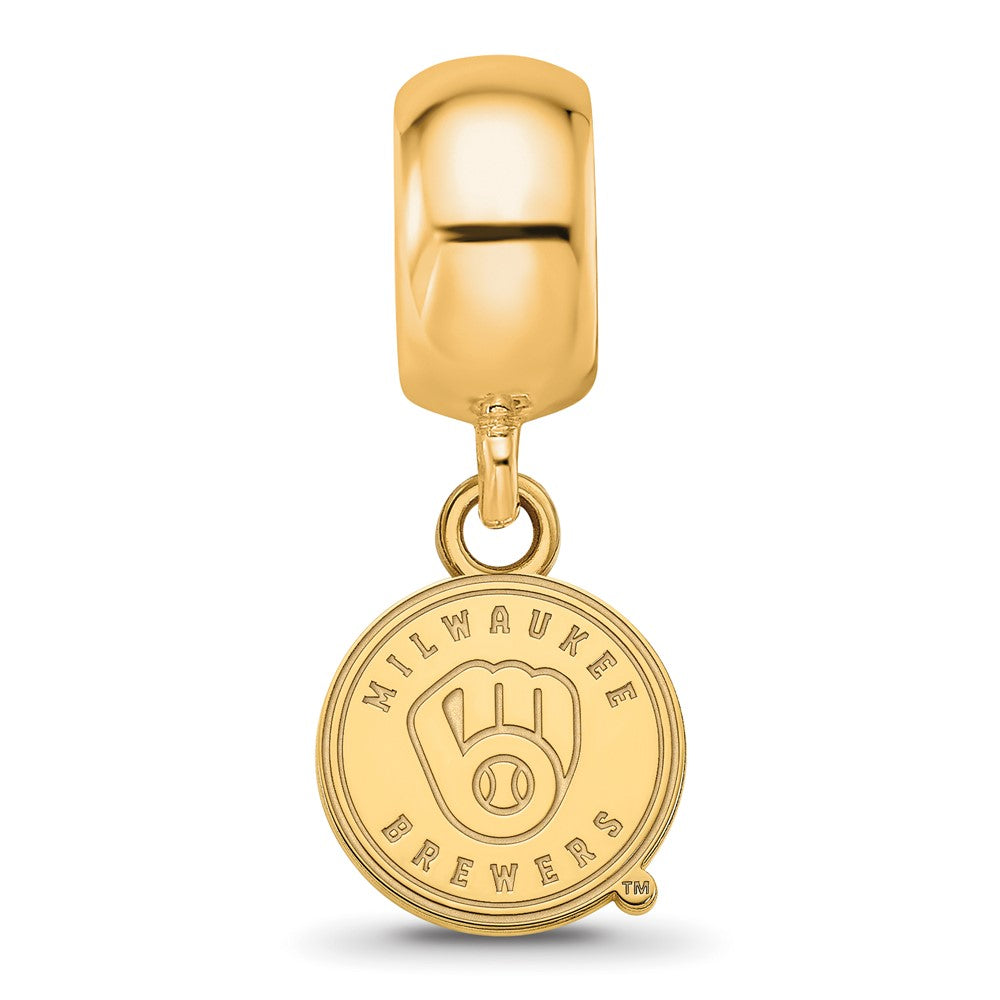 Sterling Silver Gold-plated MLB Milwaukee Brewers Letter M Extra Small Dangle Bead