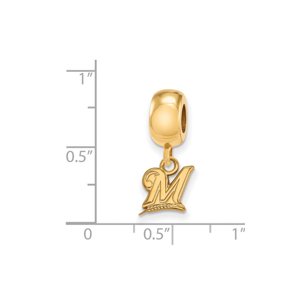 Sterling Silver Gold-plated MLB Milwaukee Brewers Letter M Extra Small Dangle Bead