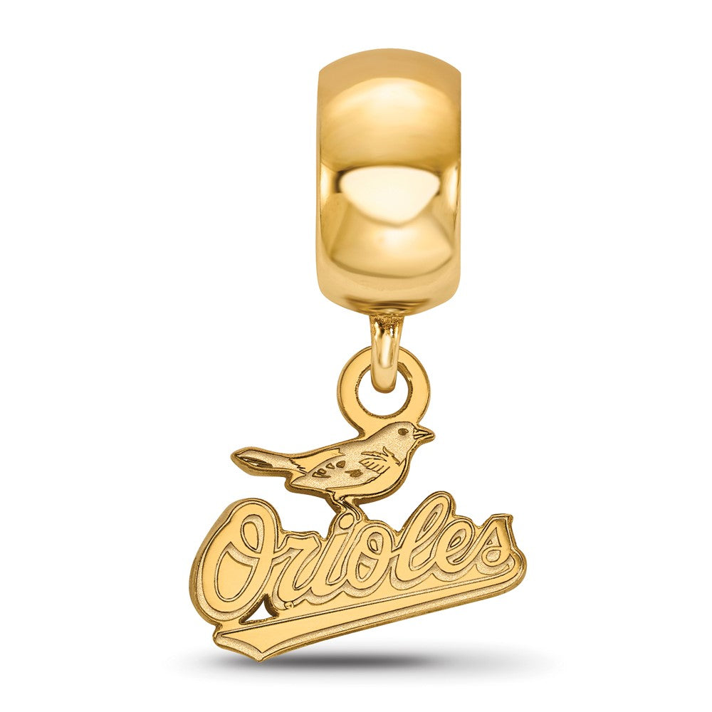 Sterling Silver Gold-plated MLB Baltimore Orioles Script Extra Small Dangle Bead