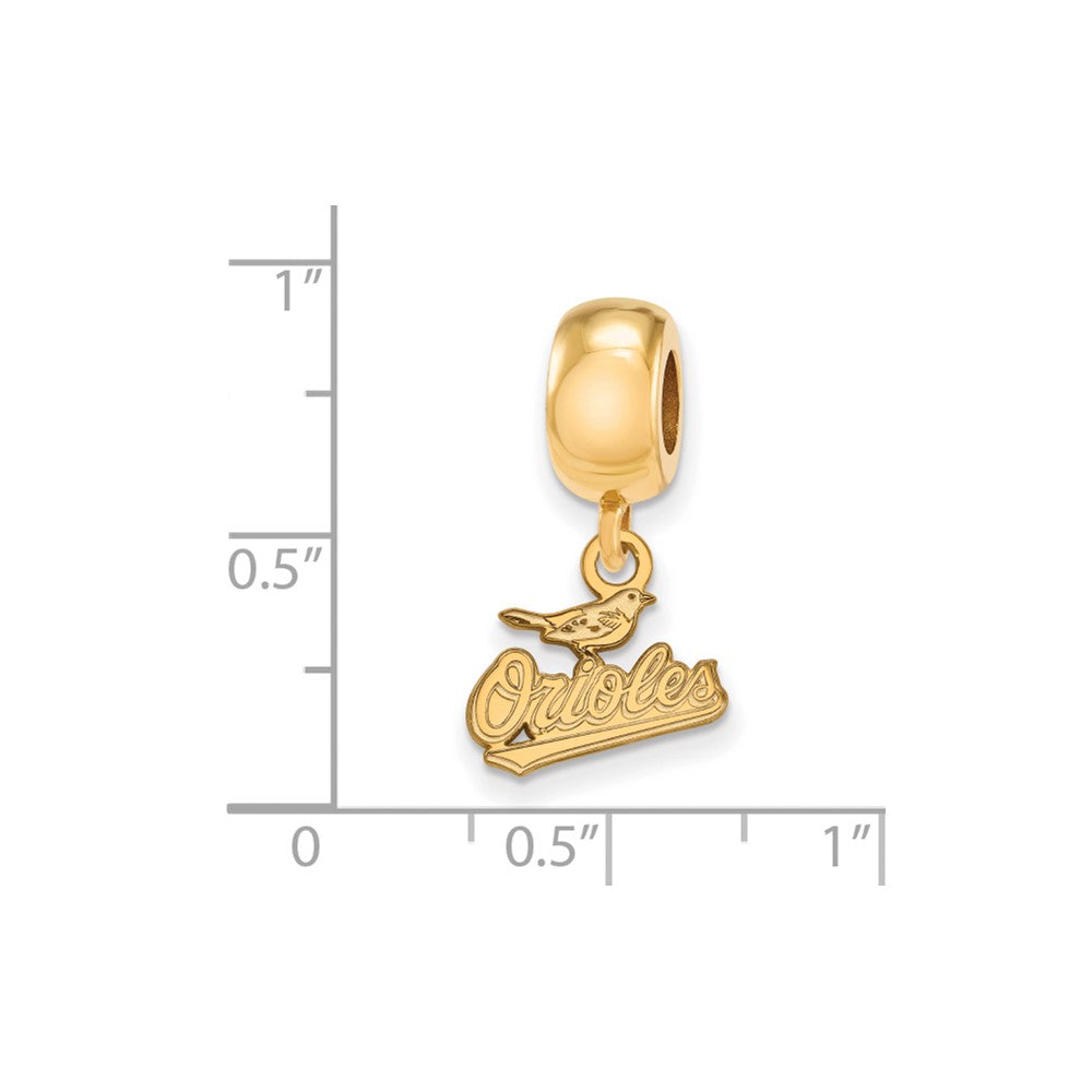Sterling Silver Gold-plated MLB Baltimore Orioles Script Extra Small Dangle Bead