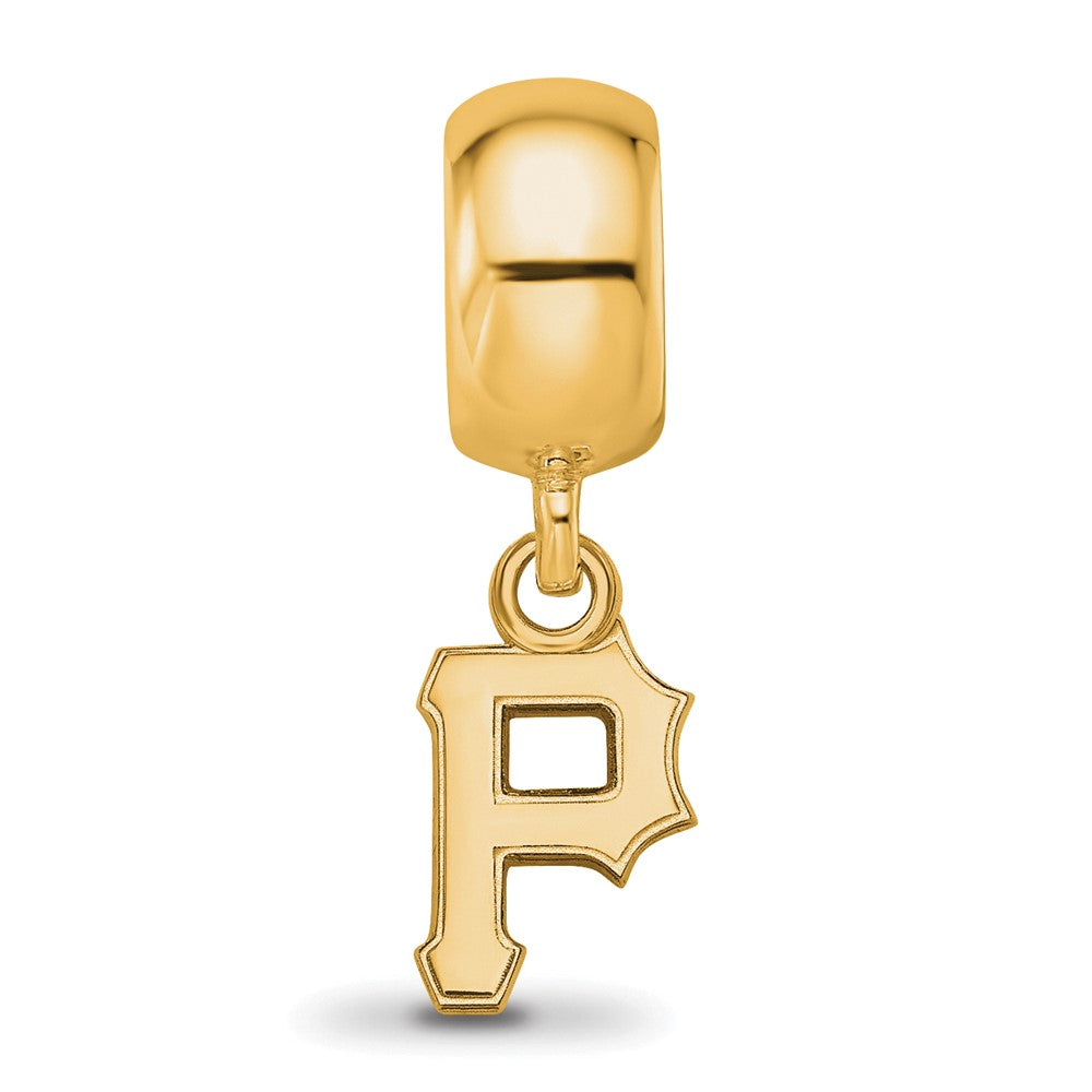Sterling Silver Gold-plated MLB Pittsburgh Pirates Letter P Extra Small Dangle Bead