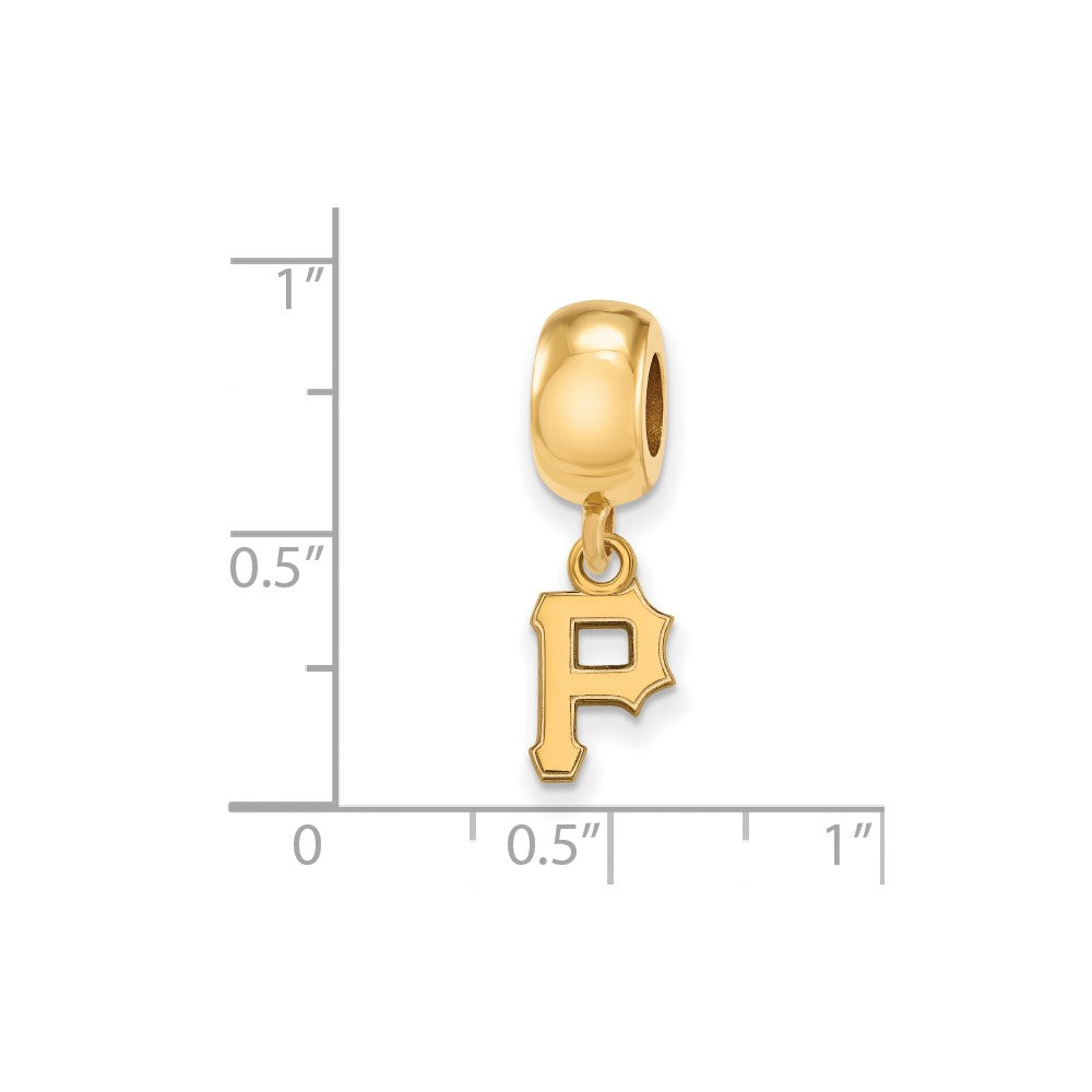 Sterling Silver Gold-plated MLB Pittsburgh Pirates Letter P Extra Small Dangle Bead