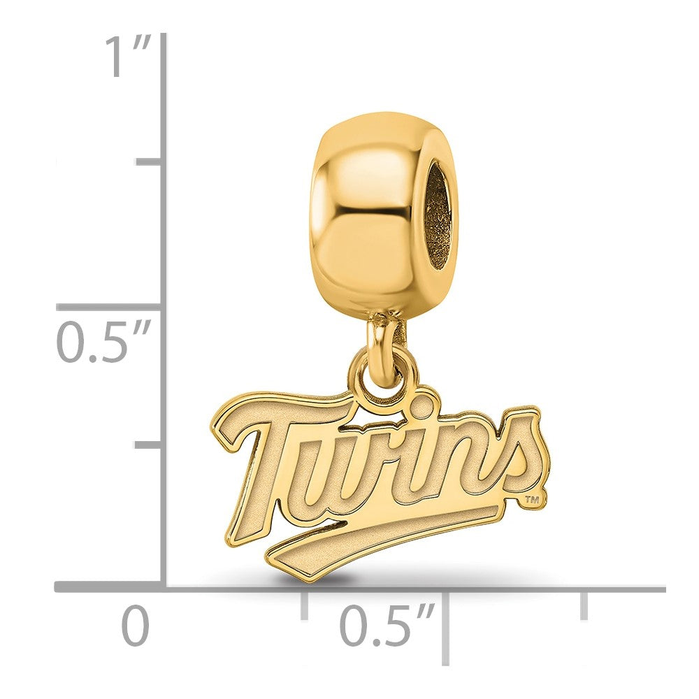 Sterling Silver Gold-plated MLB Minnesota Twins T-C Extra Small Dangle Bead