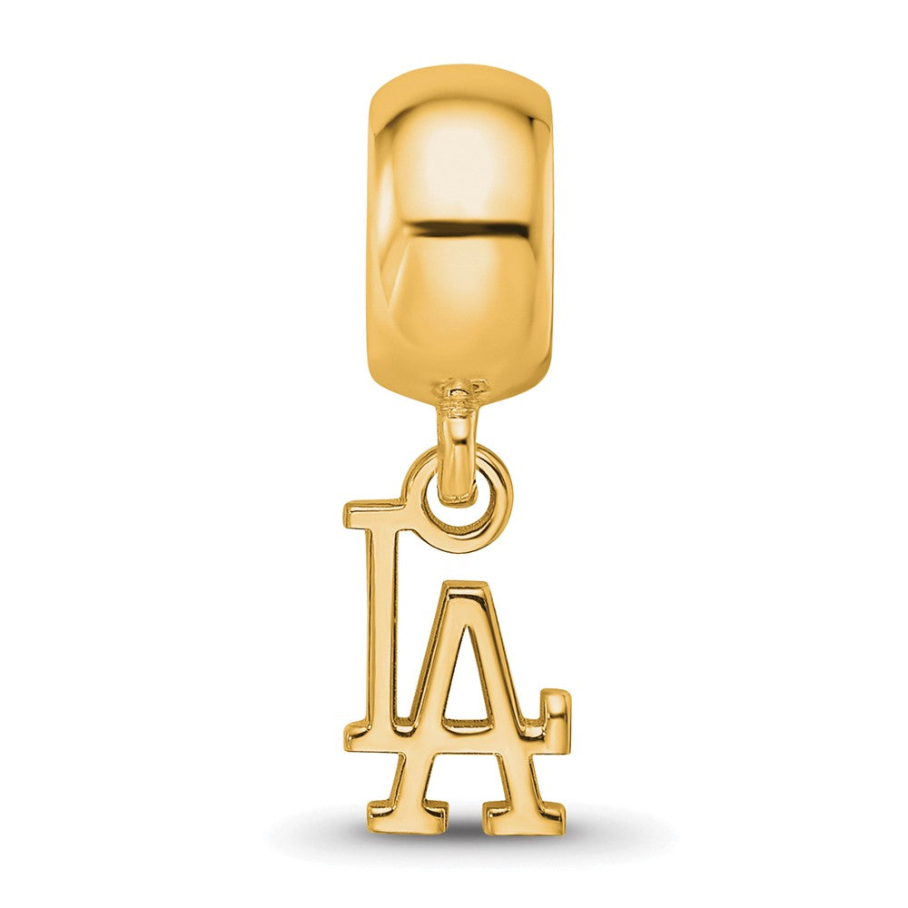 Sterling Silver Gold-plated MLB Los Angeles Dodgers L-A Extra Small Dangle Bead