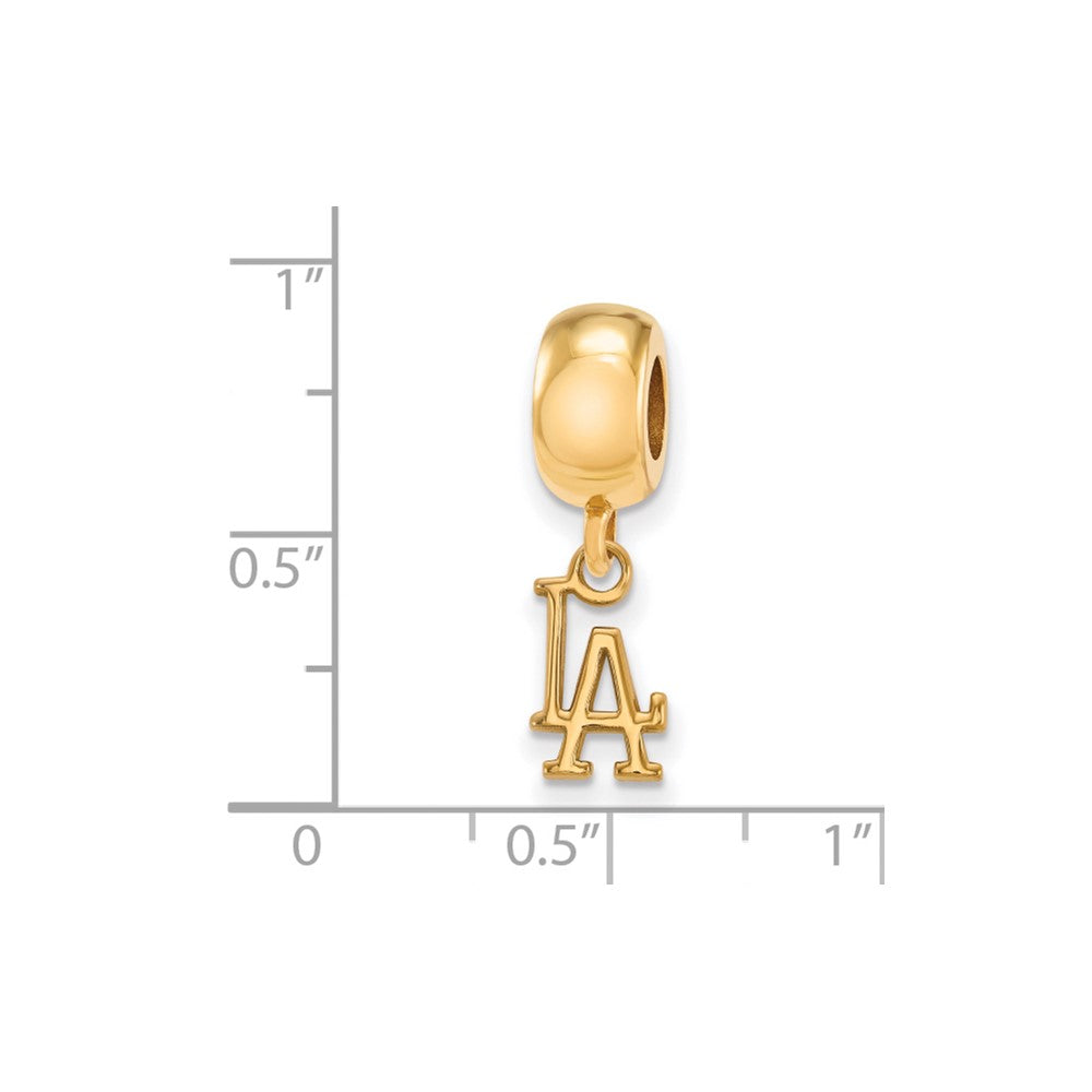 Sterling Silver Gold-plated MLB Los Angeles Dodgers L-A Extra Small Dangle Bead