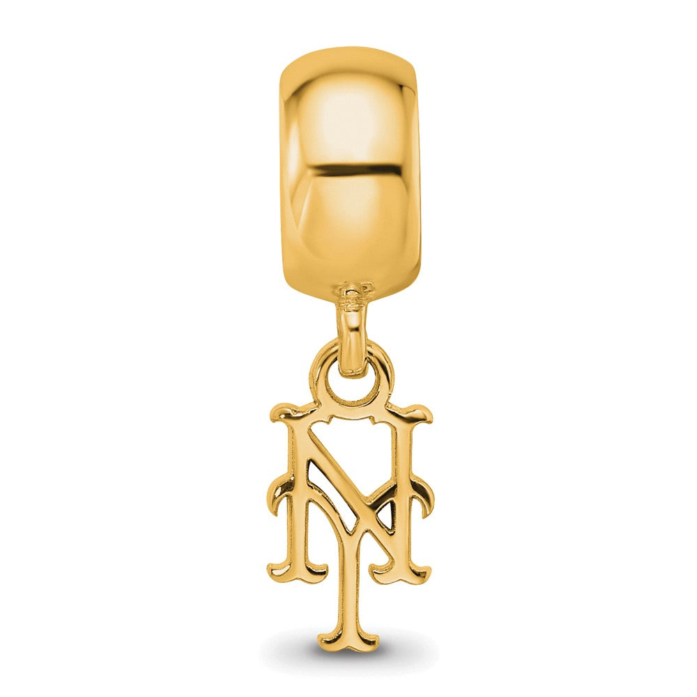 Sterling Silver Gold-plated MLB New York Mets N-Y Extra Small Dangle Bead