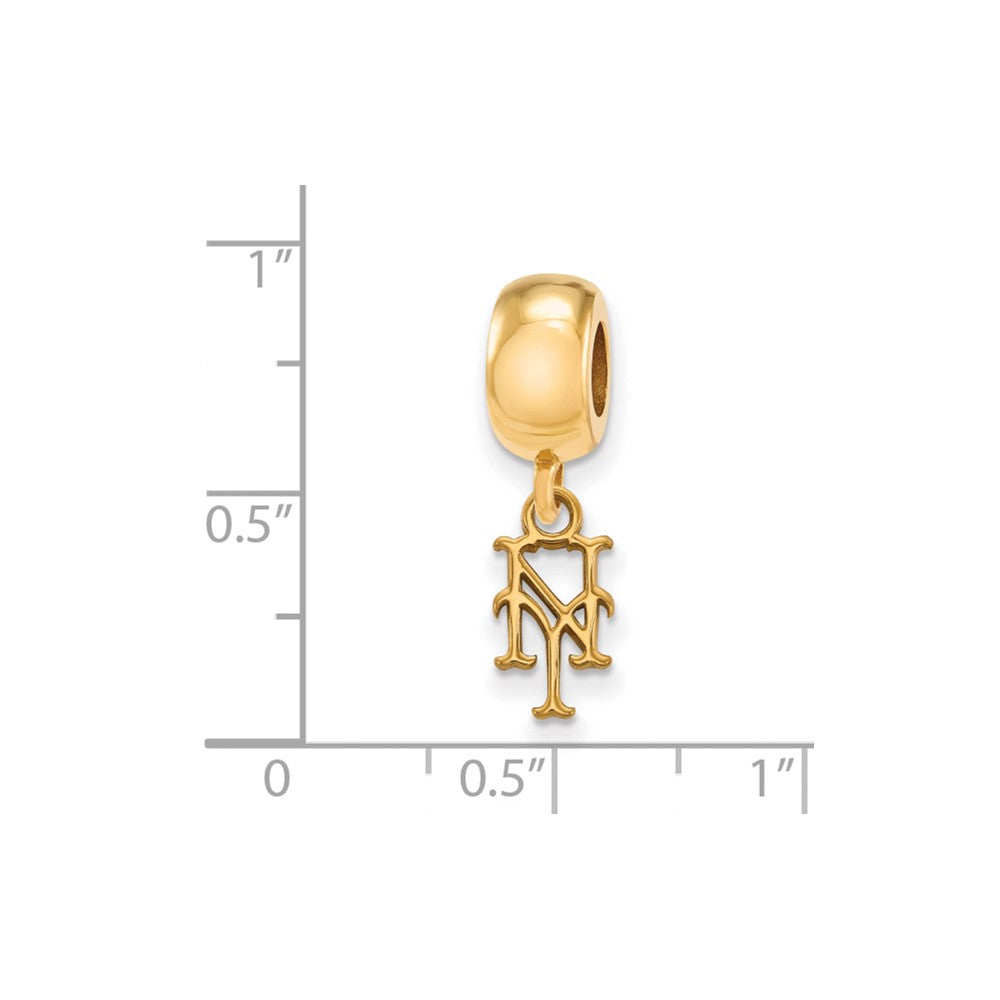 Sterling Silver Gold-plated MLB New York Mets N-Y Extra Small Dangle Bead