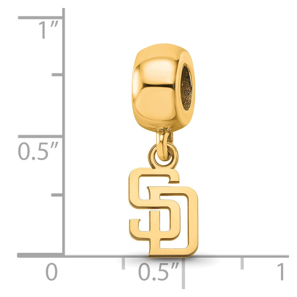 Sterling Silver Gold-plated MLB San Diego Padres Letters S-D Extra Small Dangle Bead