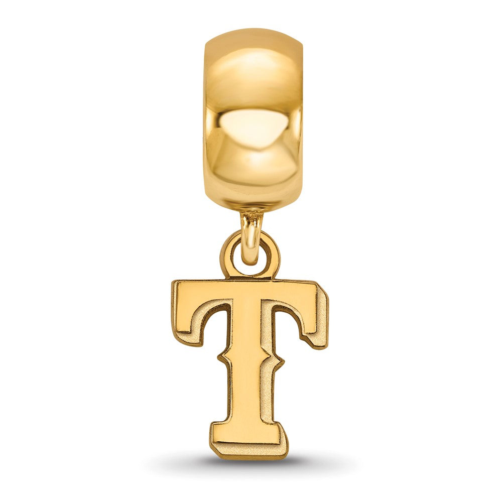 Sterling Silver Gold-plated MLB Texas Rangers Letter T Extra Small Dangle Bead