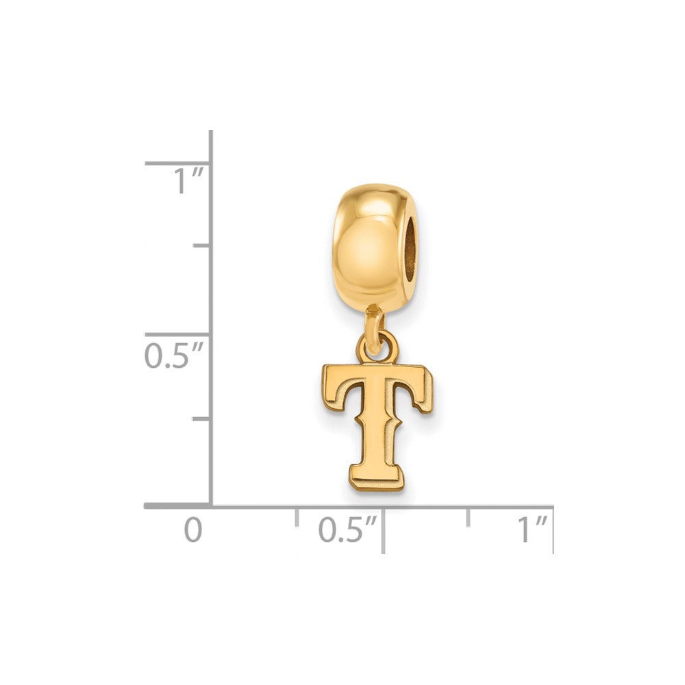 Sterling Silver Gold-plated MLB Texas Rangers Letter T Extra Small Dangle Bead