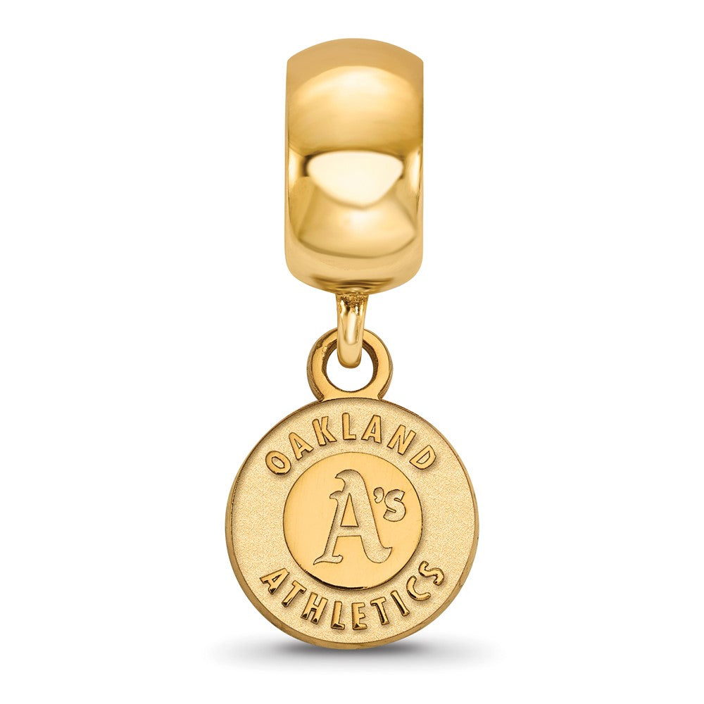 Sterling Silver Gold-plated MLB Oakland Athletics Circle Extra Small Dangle Bead
