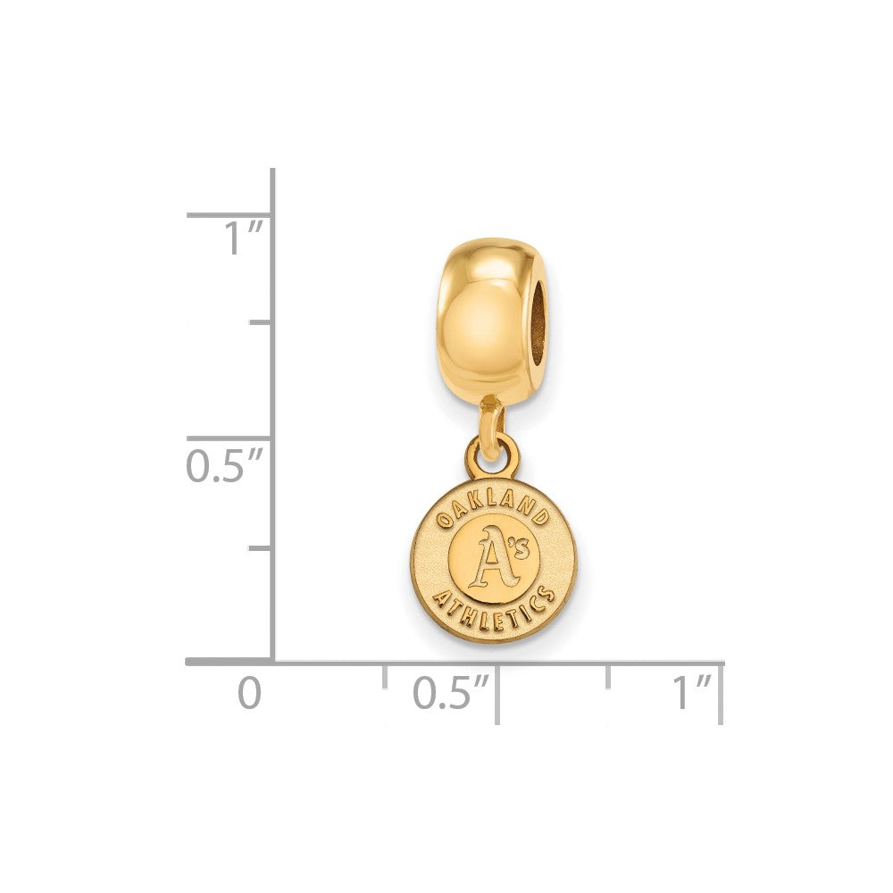 Sterling Silver Gold-plated MLB Oakland Athletics Circle Extra Small Dangle Bead