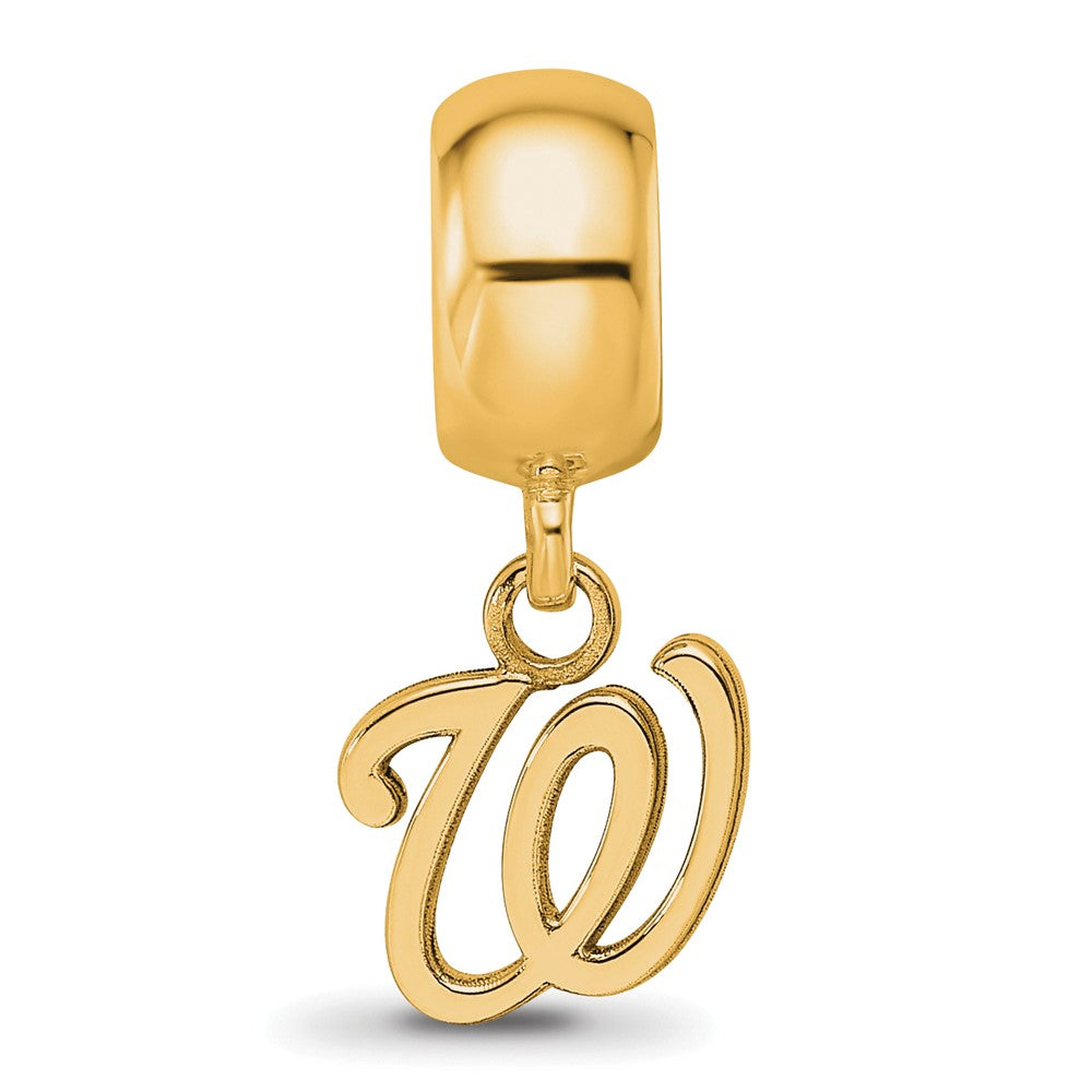 Sterling Silver Gold-plated MLB Washington Nationals Letter W Extra Small Dangle Bead