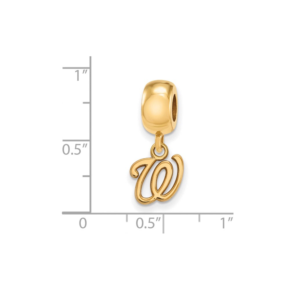 Sterling Silver Gold-plated MLB Washington Nationals Letter W Extra Small Dangle Bead