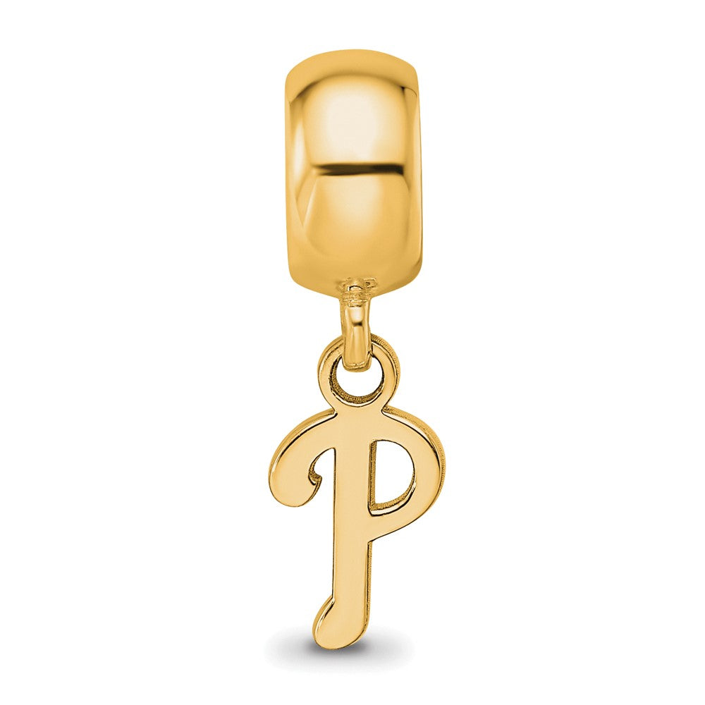 Sterling Silver Gold-plated MLB Philadelphia Phillies Letter P Extra Small Dangle Bead