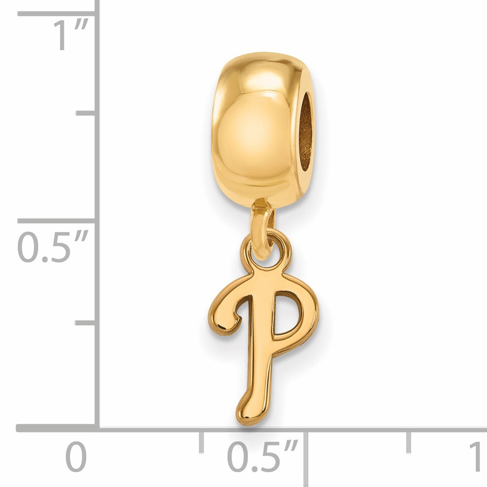 Sterling Silver Gold-plated MLB Philadelphia Phillies Letter P Extra Small Dangle Bead