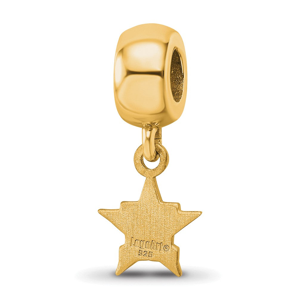 Sterling Silver Gold-plated MLB Houston Astros Letter H Star Extra Small Dangle Bead
