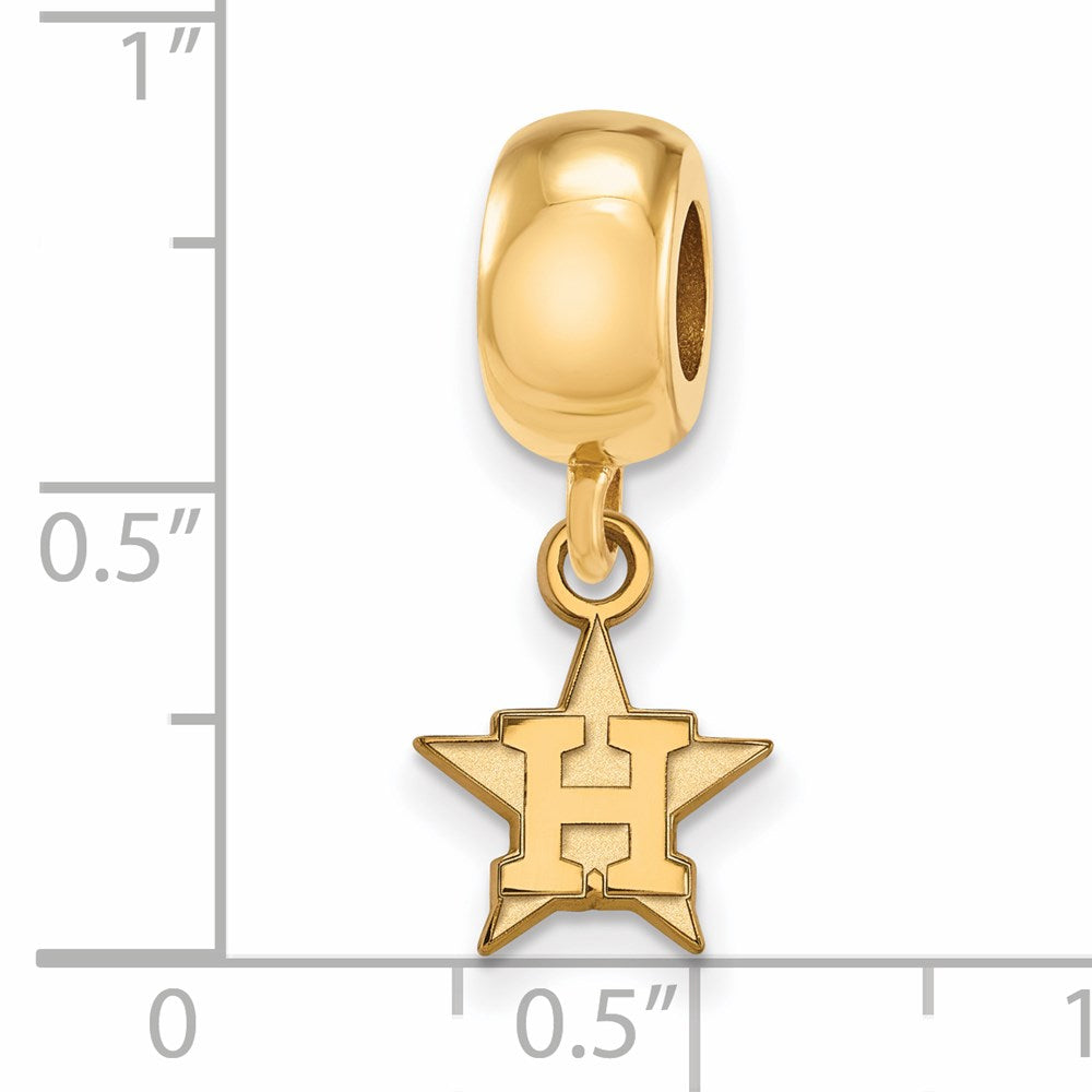 Sterling Silver Gold-plated MLB Houston Astros Letter H Star Extra Small Dangle Bead