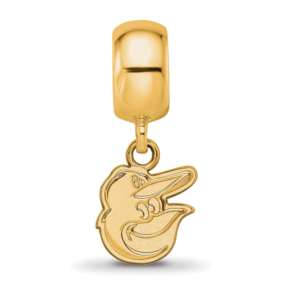 Sterling Silver Gold-plated MLB Baltimore Orioles Extra Small Dangle Bead