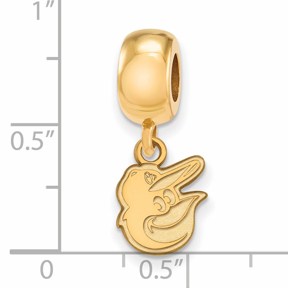 Sterling Silver Gold-plated MLB Baltimore Orioles Extra Small Dangle Bead