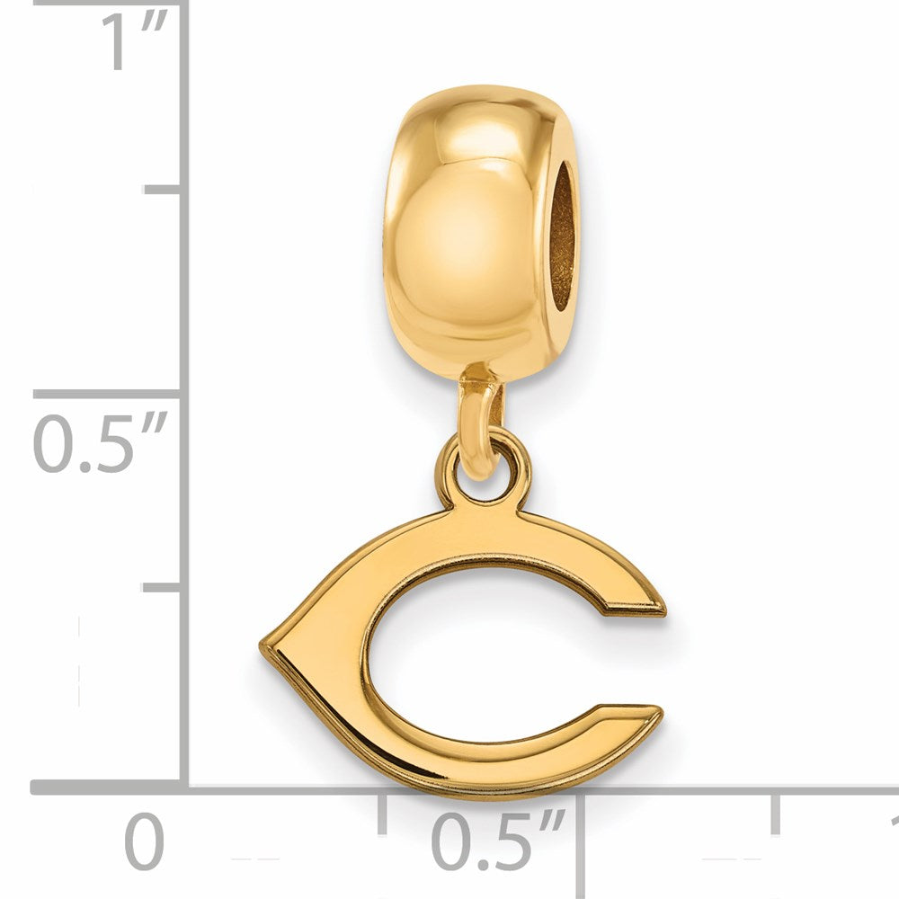 Sterling Silver Gold-plated MLB Cincinnati Reds Letter C Extra Small Dangle Bead
