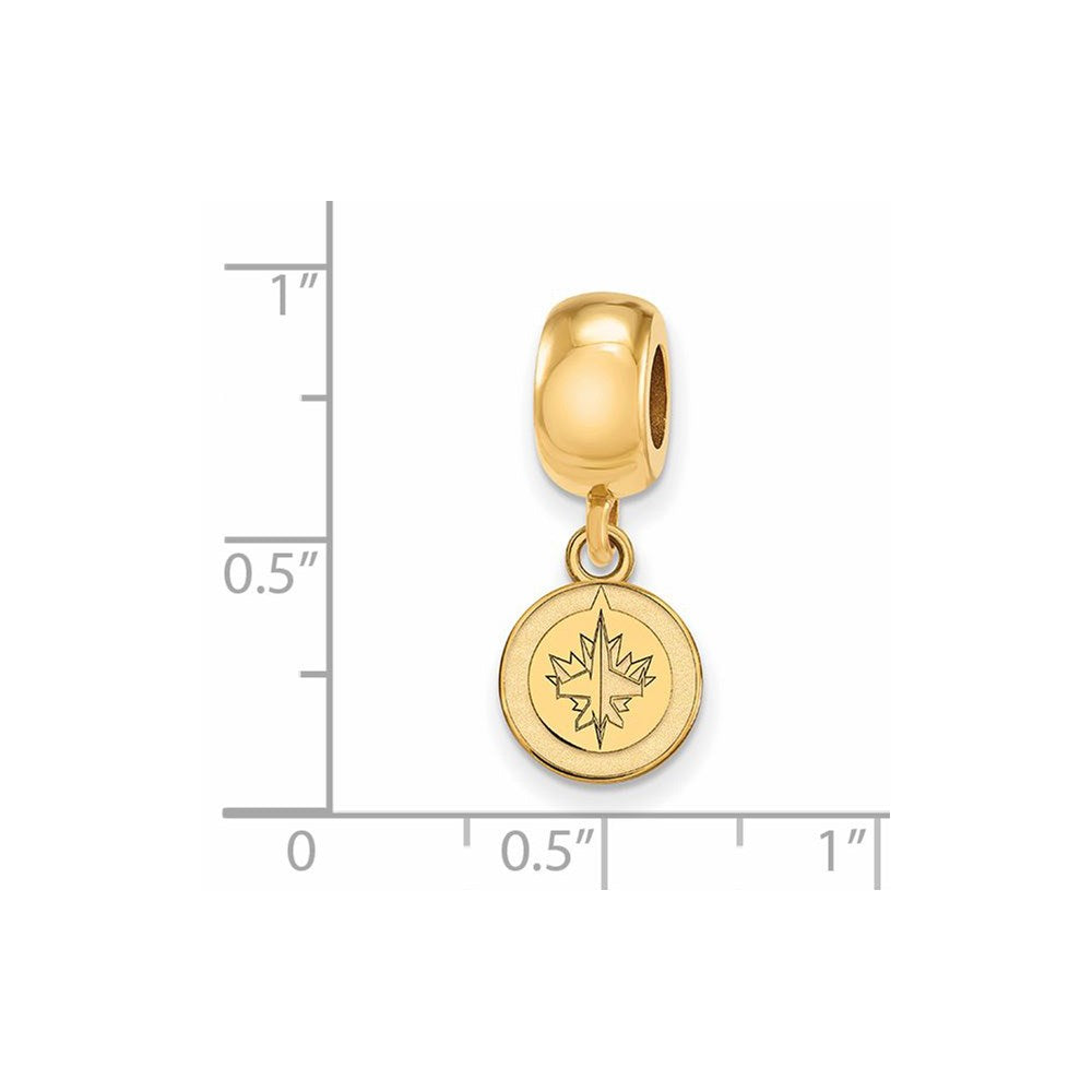 Sterling Silver Gold-plated NHL Winnipeg Jets Extra Small Dangle Bead Charm