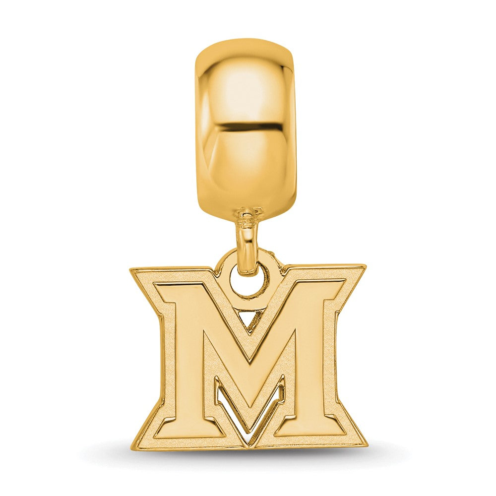 Sterling Silver Gold-plated Miami University Ohio Letter M Extra Small Dangle Bead Charm