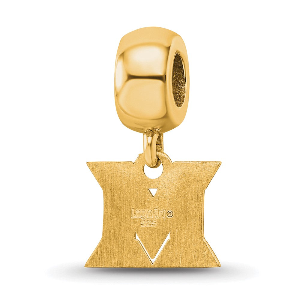 Sterling Silver Gold-plated Miami University Ohio Letter M Extra Small Dangle Bead Charm