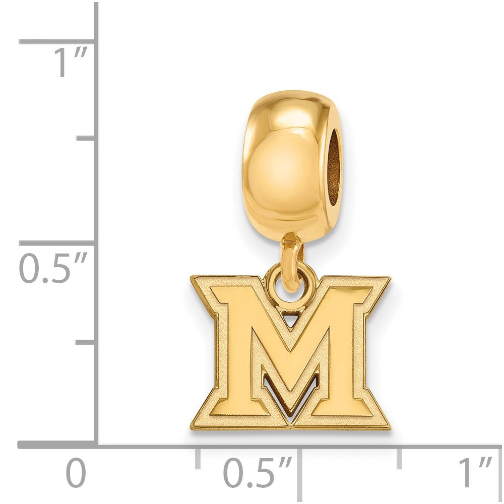 Sterling Silver Gold-plated Miami University Ohio Letter M Extra Small Dangle Bead Charm