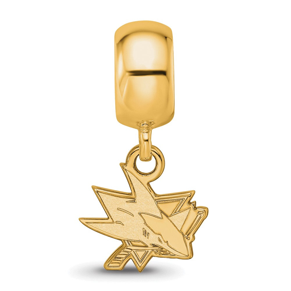 Sterling Silver Gold-plated NHL San Jose Sharks Extra Small Dangle Bead Charm