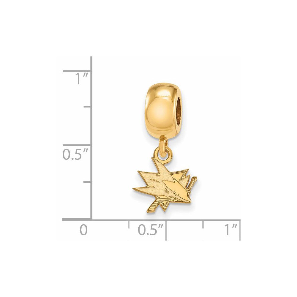 Sterling Silver Gold-plated NHL San Jose Sharks Extra Small Dangle Bead Charm