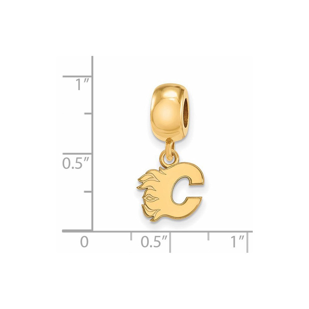 Sterling Silver Gold-plated NHL Calgary Flames Letter C Extra Small Dangle Bead