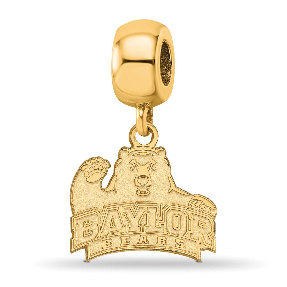 Sterling Silver Gold-plated Baylor University Bears Small Dangle Bead Charm
