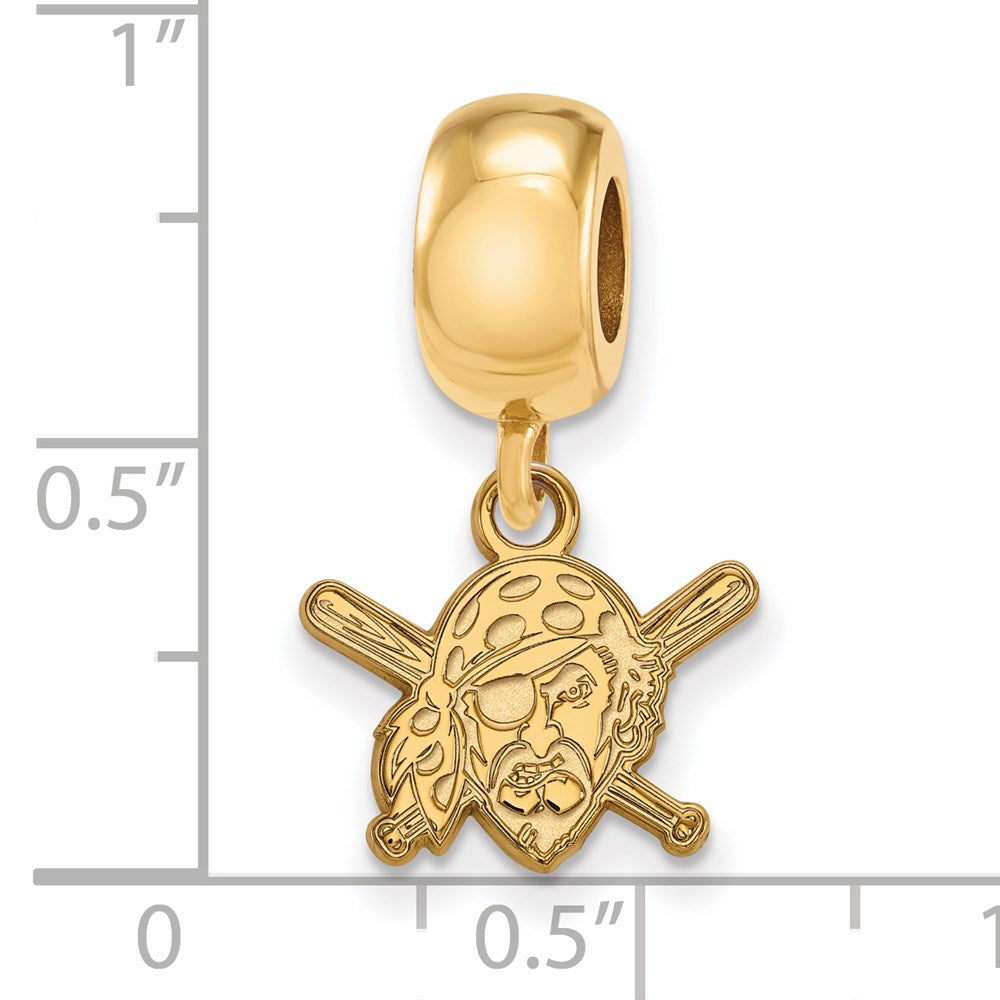 Sterling Silver Gold-plated MLB Pittsburgh Pirates Buccaneer Extra Small Dangle Bead