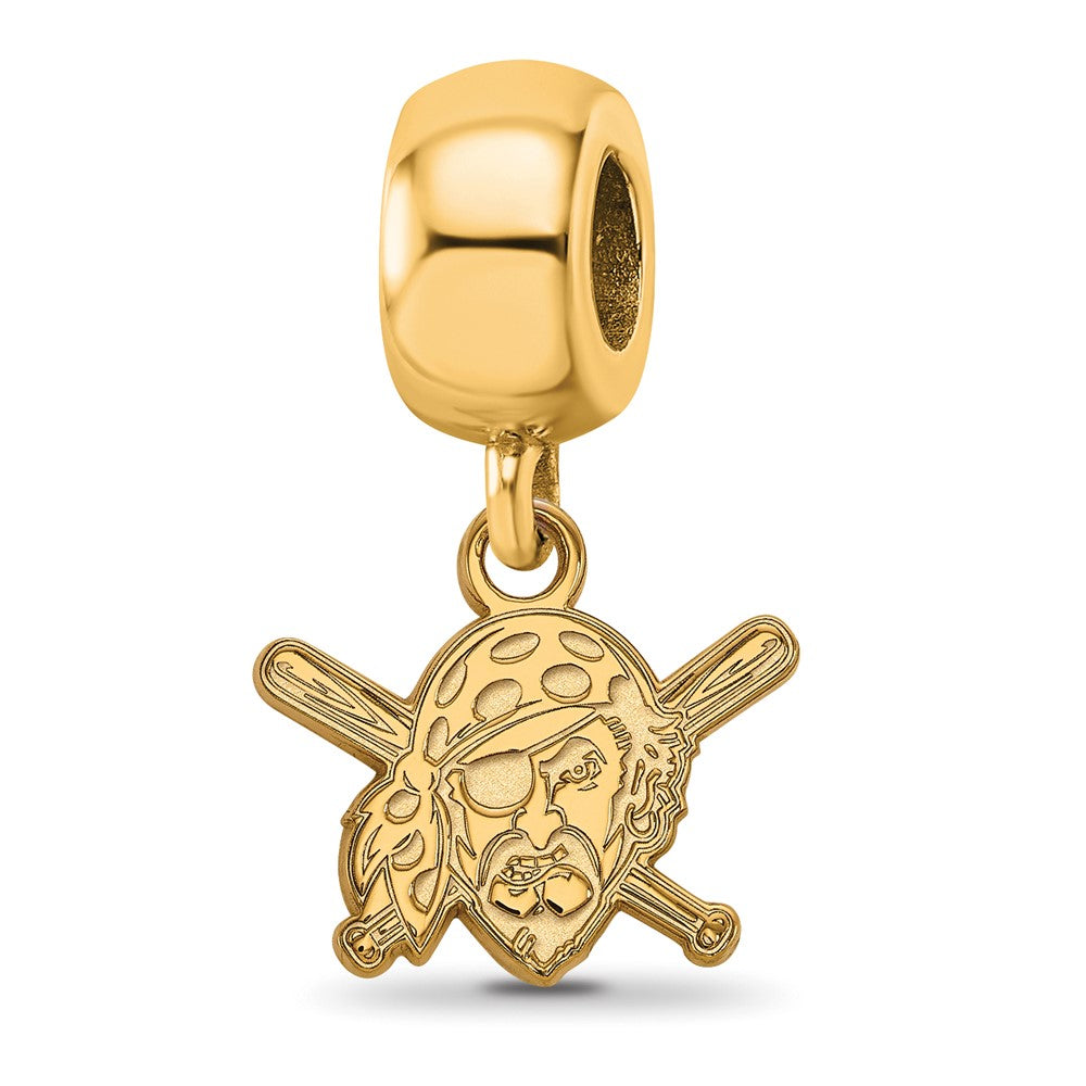 Sterling Silver Gold-plated MLB Pittsburgh Pirates Buccaneer Extra Small Dangle Bead