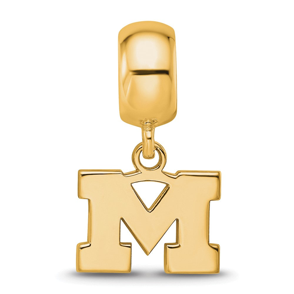 Sterling Silver Gold-plated University of Michigan Letter M Extra Small Dangle Bead Charm