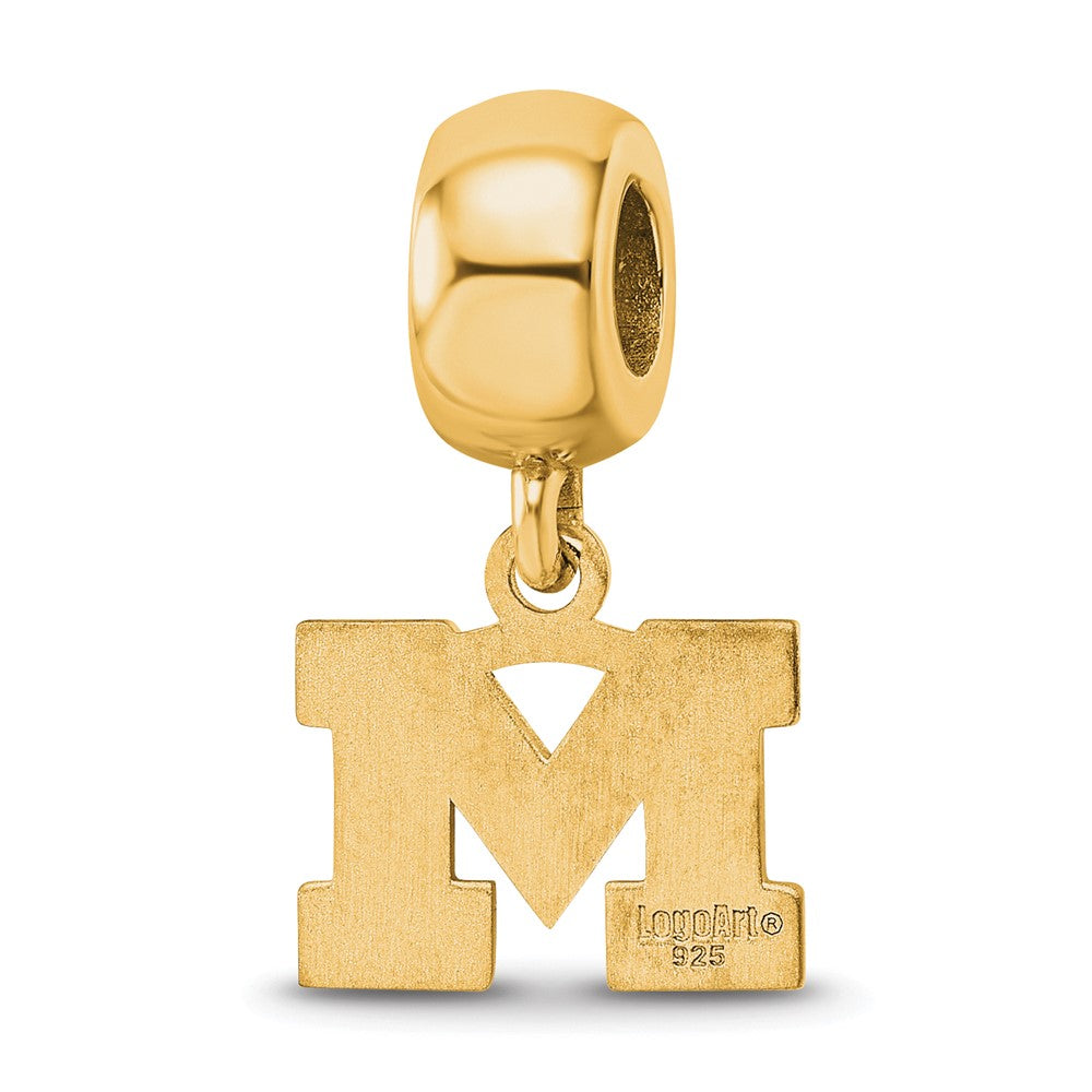 Sterling Silver Gold-plated University of Michigan Letter M Extra Small Dangle Bead Charm