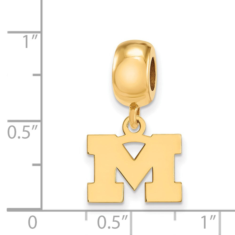 Sterling Silver Gold-plated University of Michigan Letter M Extra Small Dangle Bead Charm