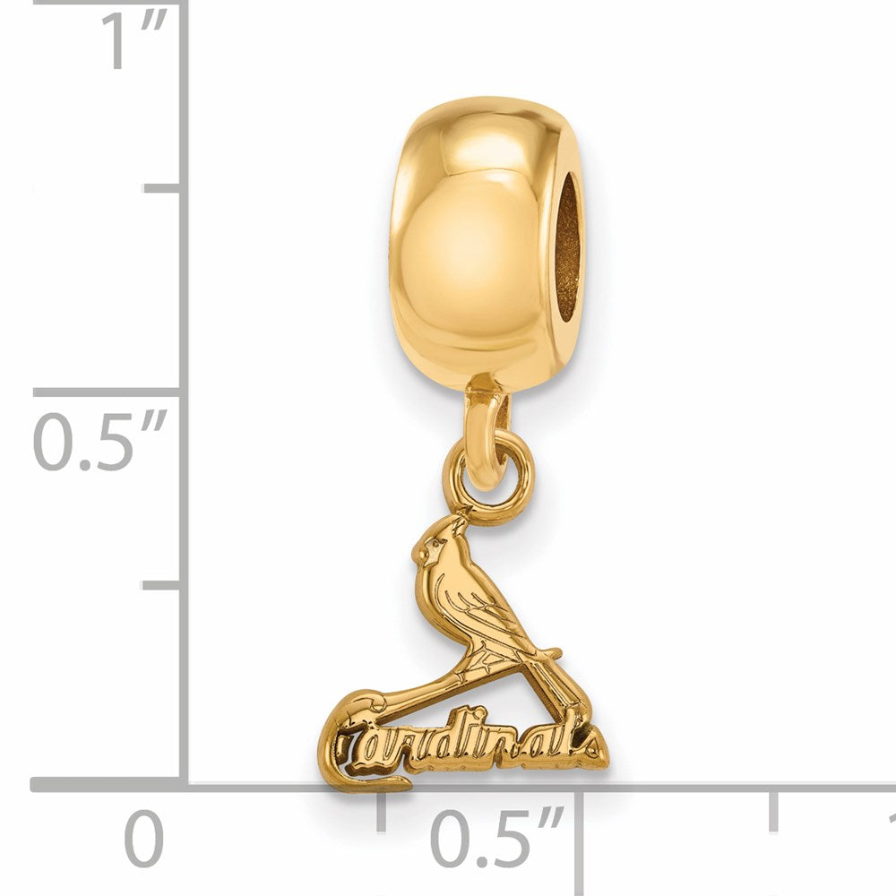 Sterling Silver Gold-plated MLB St. Louis Cardinals Bird and Bat Extra Small Dangle Bead