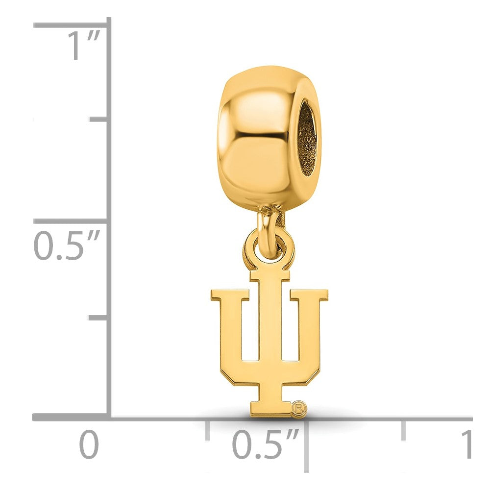 Sterling Silver Gold-plated Indiana University I-U Extra Small Dangle Bead Charm