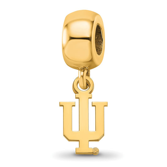 Sterling Silver Gold-plated Indiana University I-U Extra Small Dangle Bead Charm