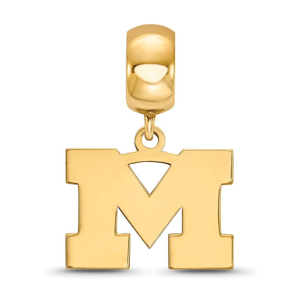 Sterling Silver Gold-plated University of Michigan Letter M Small Dangle Bead Charm