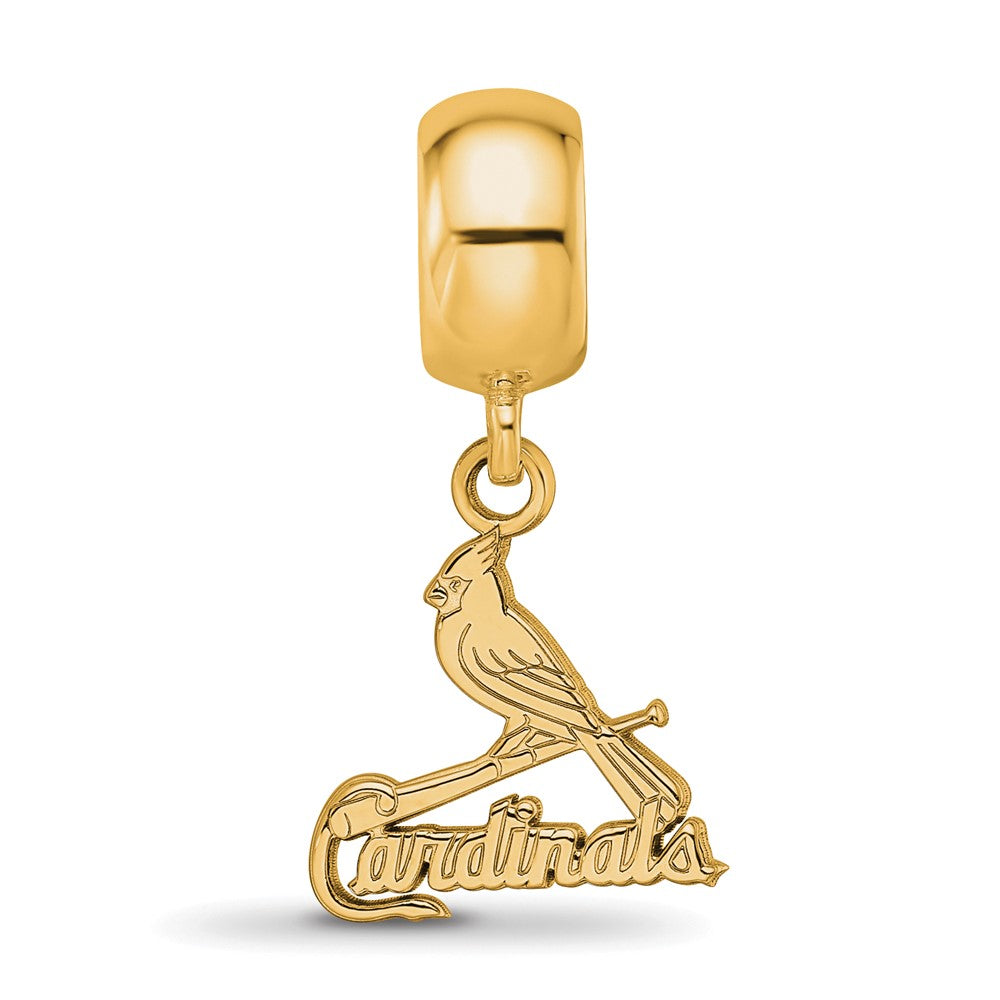 Sterling Silver Gold-plated MLB St. Louis Cardinals Bird and Bat Small Dangle Bead