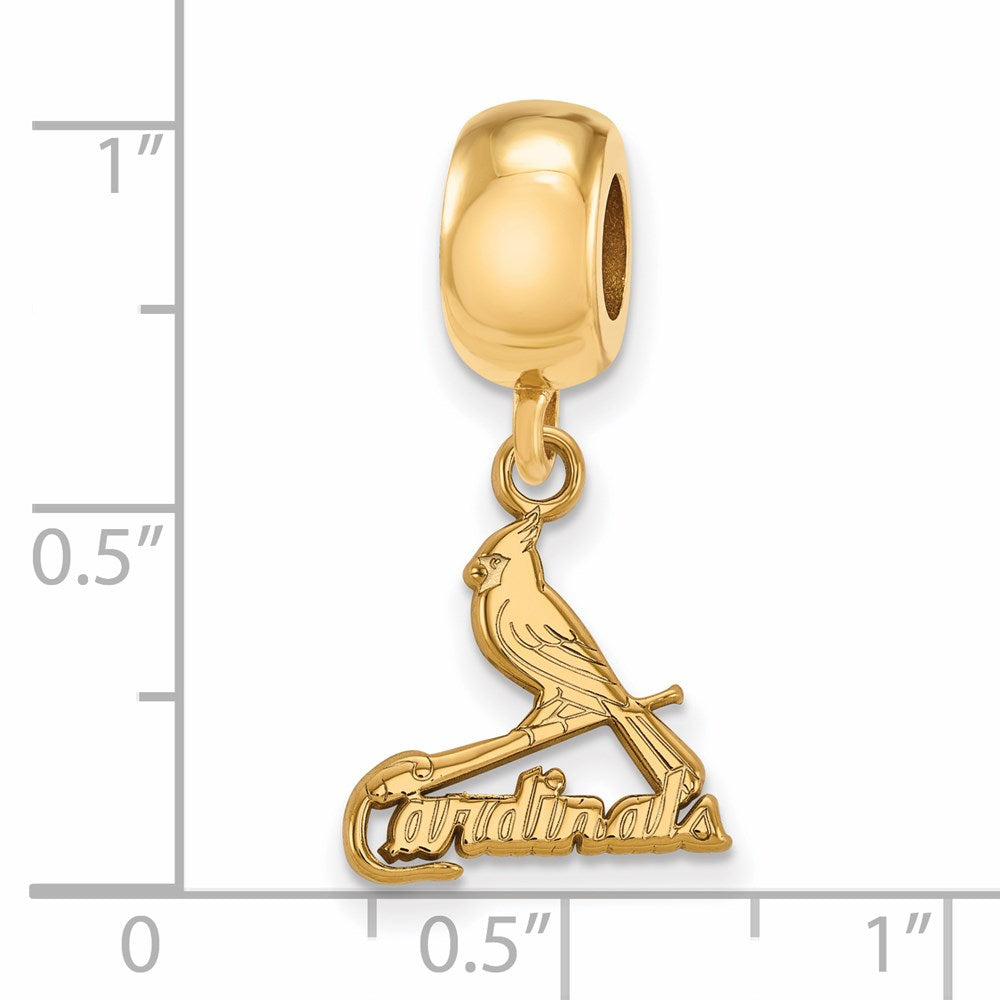 Sterling Silver Gold-plated MLB St. Louis Cardinals Bird and Bat Small Dangle Bead